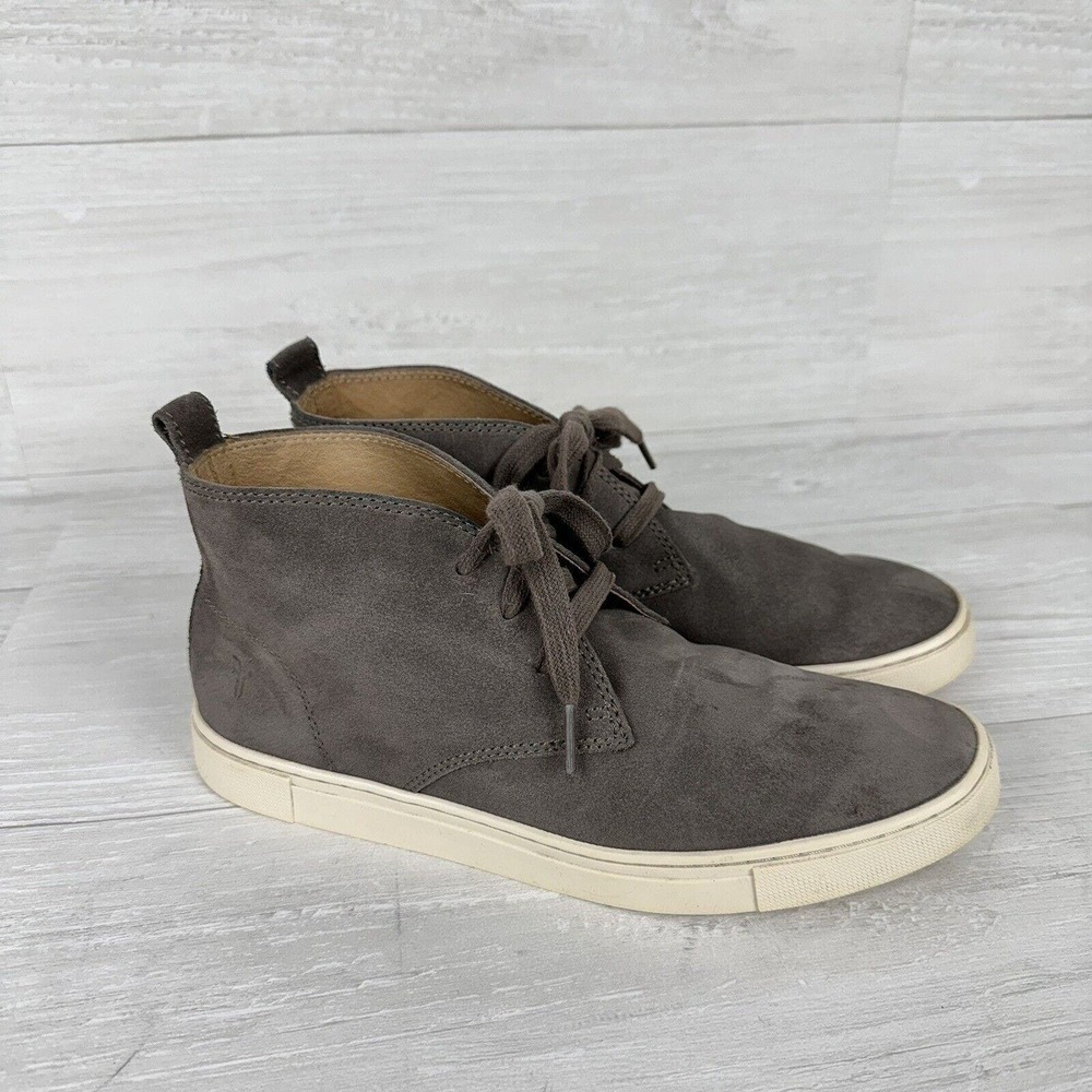 Frye Women's Gemma Chukka Suede Sneaker Boots Size 8 M Gray Leather‎ Lace Up